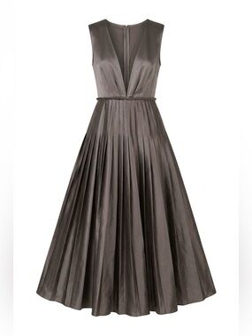 Ivy + Blu Grey V-Neck Satin Midi Dress - size 6 🌟